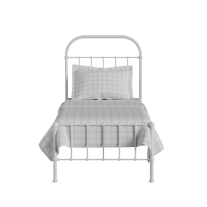 Solomon iron/metal single bed in ivory - Thumbnail