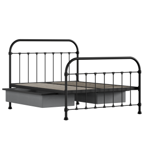 Timolin iron/metal bed in black with drawers - Thumbnail