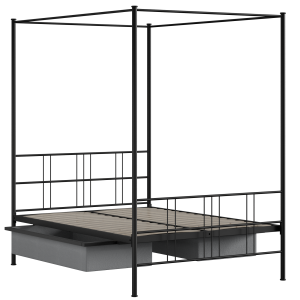 Toulon iron/metal bed in black with drawers - Thumbnail