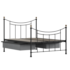 Virginia iron/metal bed in black with drawers - Thumbnail