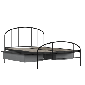 Waldo iron/metal bed in black with drawers - Thumbnail