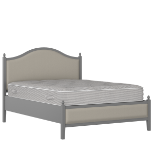 Brady Slim Upholstered wood upholstered bed in grey with Silver fabric - Thumbnail