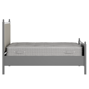 Marbella Upholstered wood upholstered bed in grey with Silver fabric - Thumbnail
