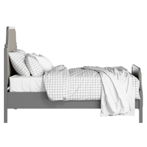 Ruskin Upholstered wood upholstered bed in grey with Silver fabric - Thumbnail