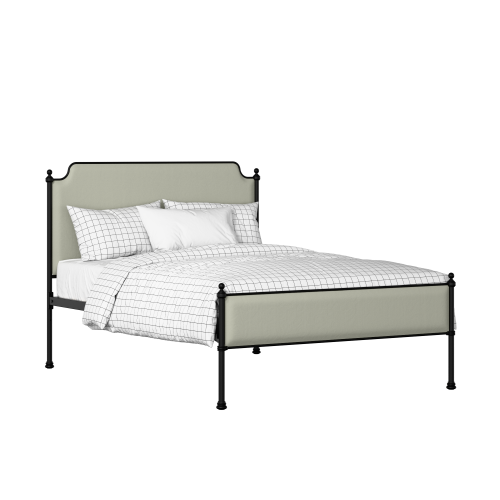 Miranda Slim iron/metal upholstered bed in black with mineral fabric - Thumbnail