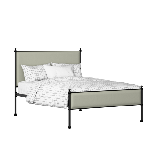 Neville Slim iron/metal upholstered bed in black with mineral fabric - Thumbnail