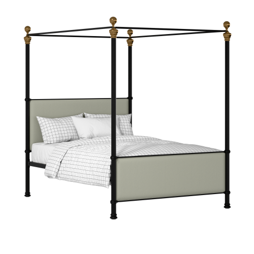 Riviere iron/metal upholstered bed in black with mineral fabric - Thumbnail