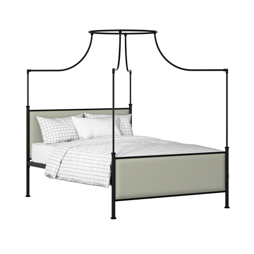Waterloo iron/metal upholstered bed in black with mineral fabric - Thumbnail
