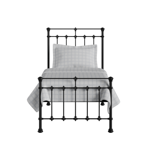 Edwardian iron/metal single bed in black - Thumbnail