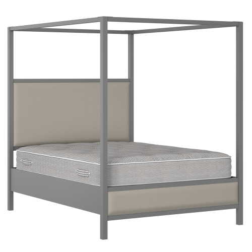 Byron Slim Upholstered wood upholstered bed in grey with Silver fabric - Thumbnail