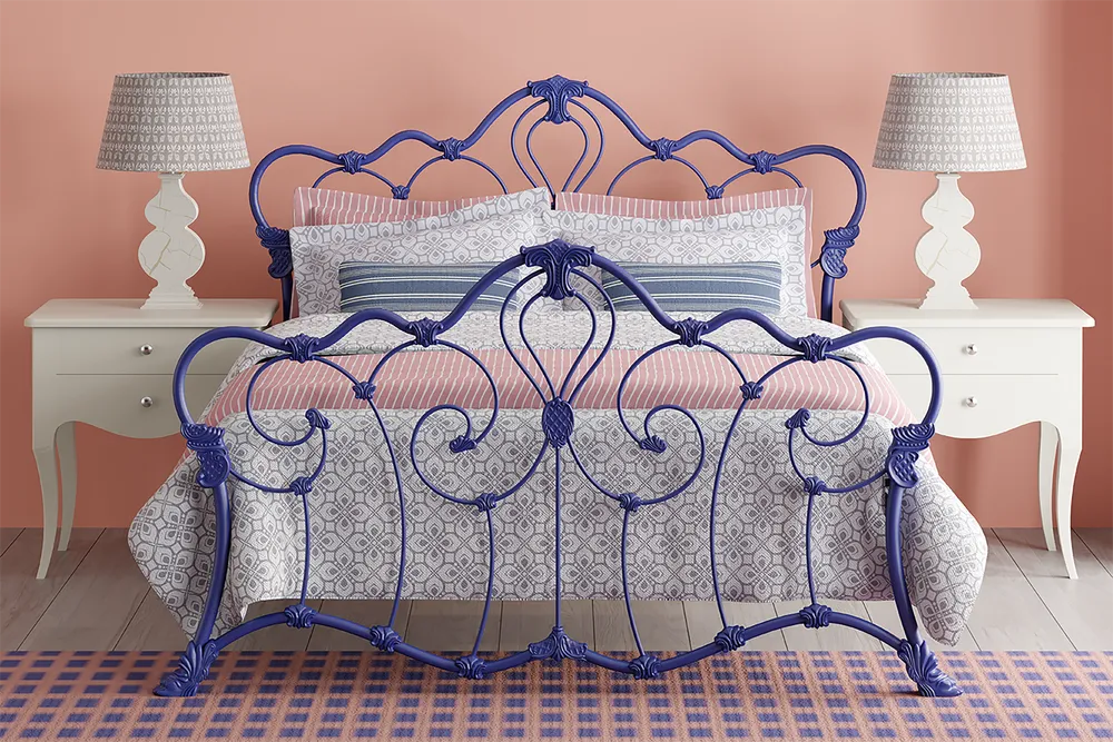 Athalone bed frame painted in blue