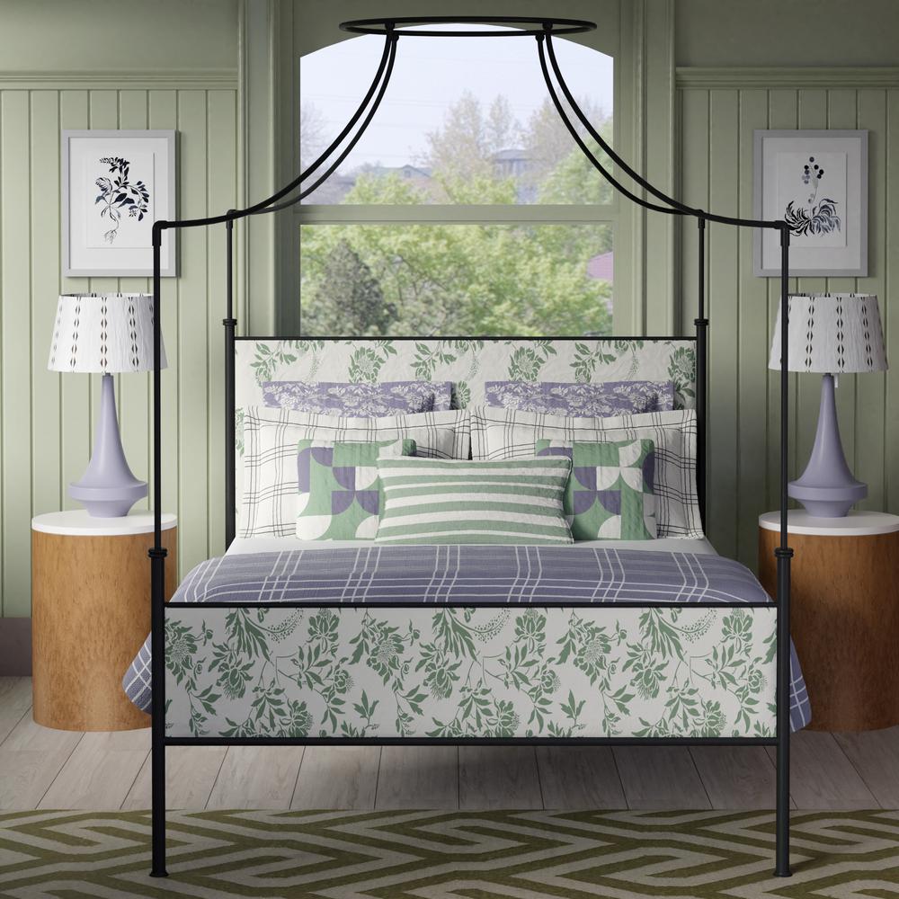 Waterloo iron four poster bed in green and purple