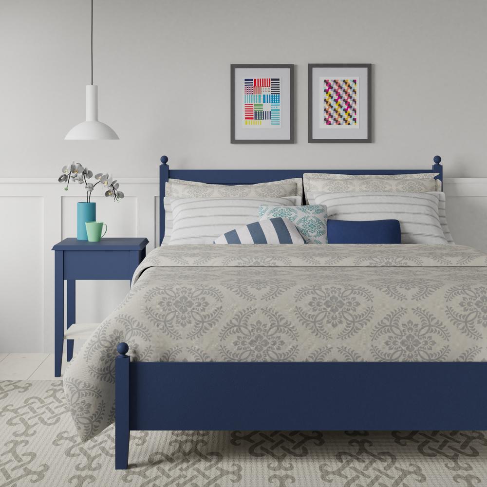 Marbella low footend wood bed in navy blue