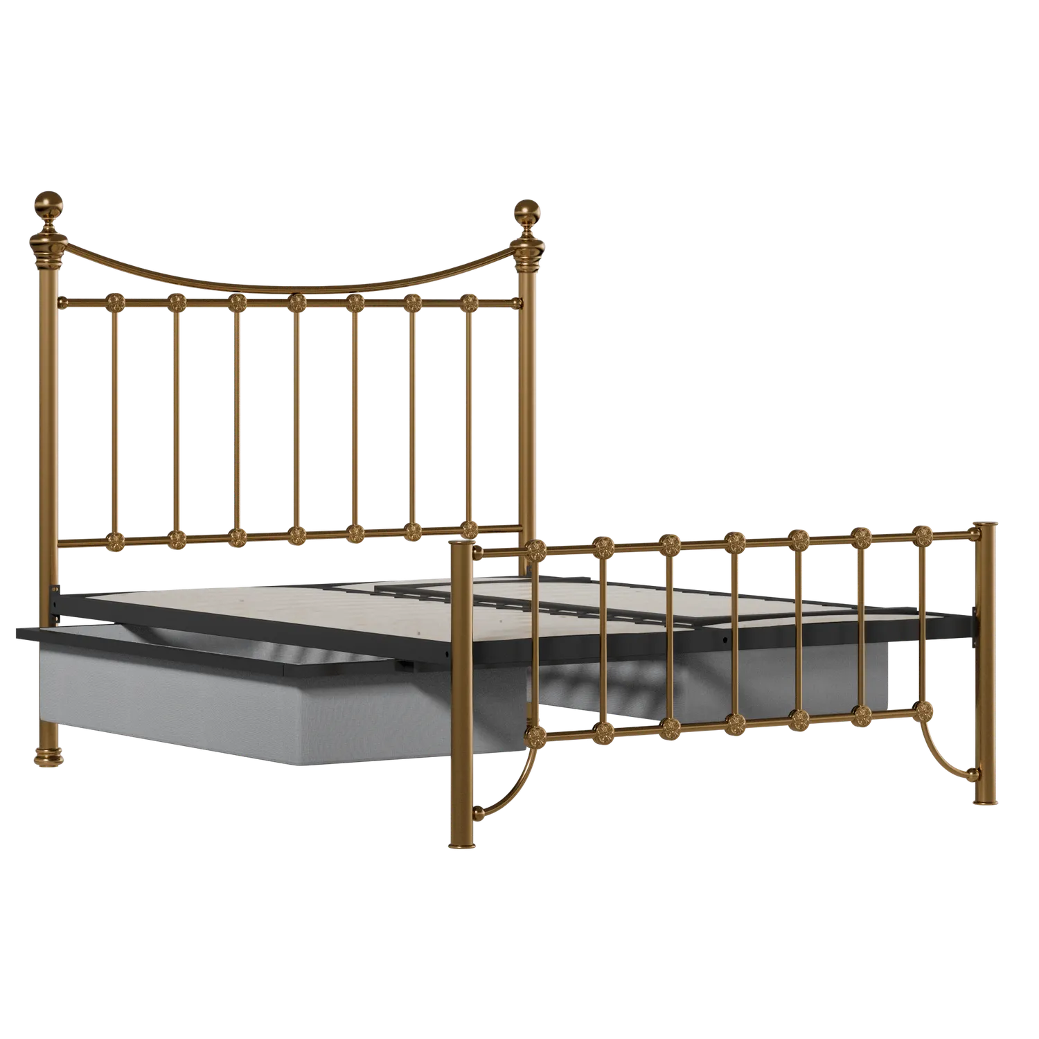 Arran Low Footend brass bed with drawers