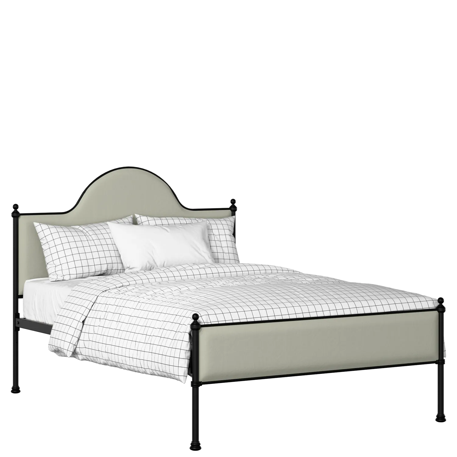 Albert Slim iron/metal upholstered bed in black with mineral fabric