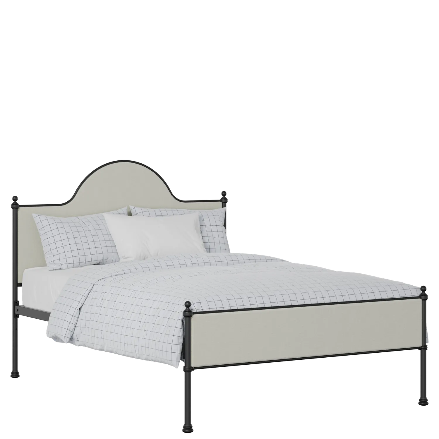 Albert Slim iron/metal upholstered bed in black with oatmeal fabric