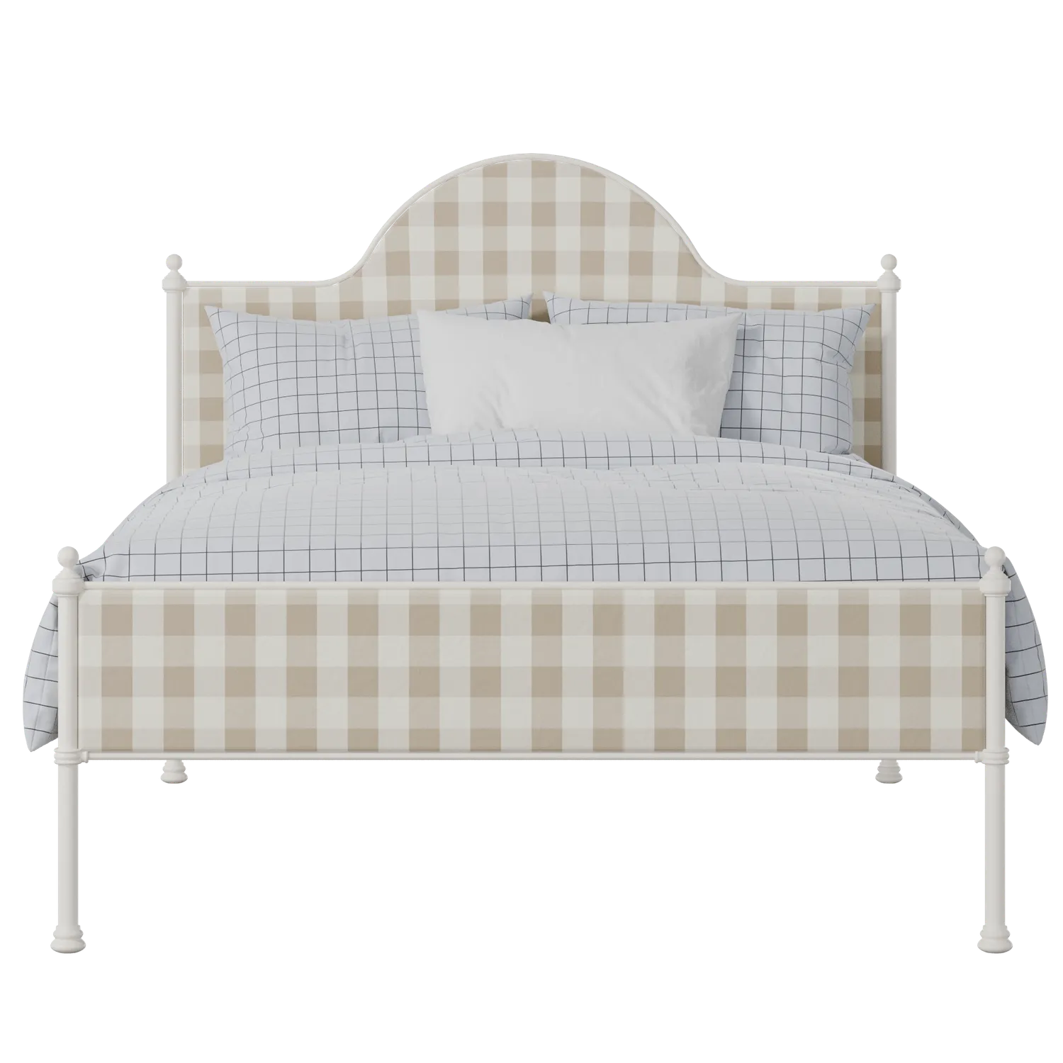 Albert Slim iron/metal upholstered bed in ivory with grey fabric