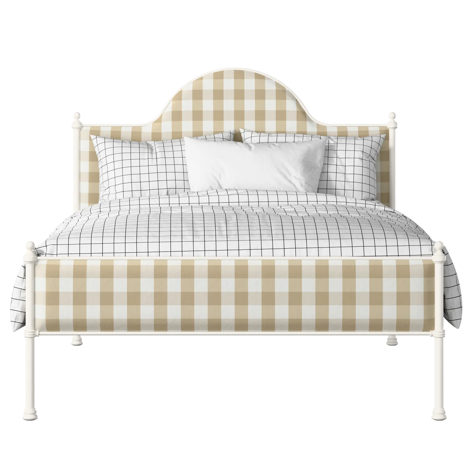 Albert Slim iron/metal upholstered bed in ivory with grey fabric