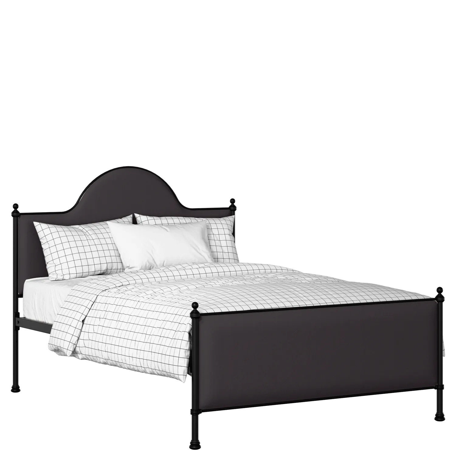 Albert iron/metal upholstered bed in black with iron fabric