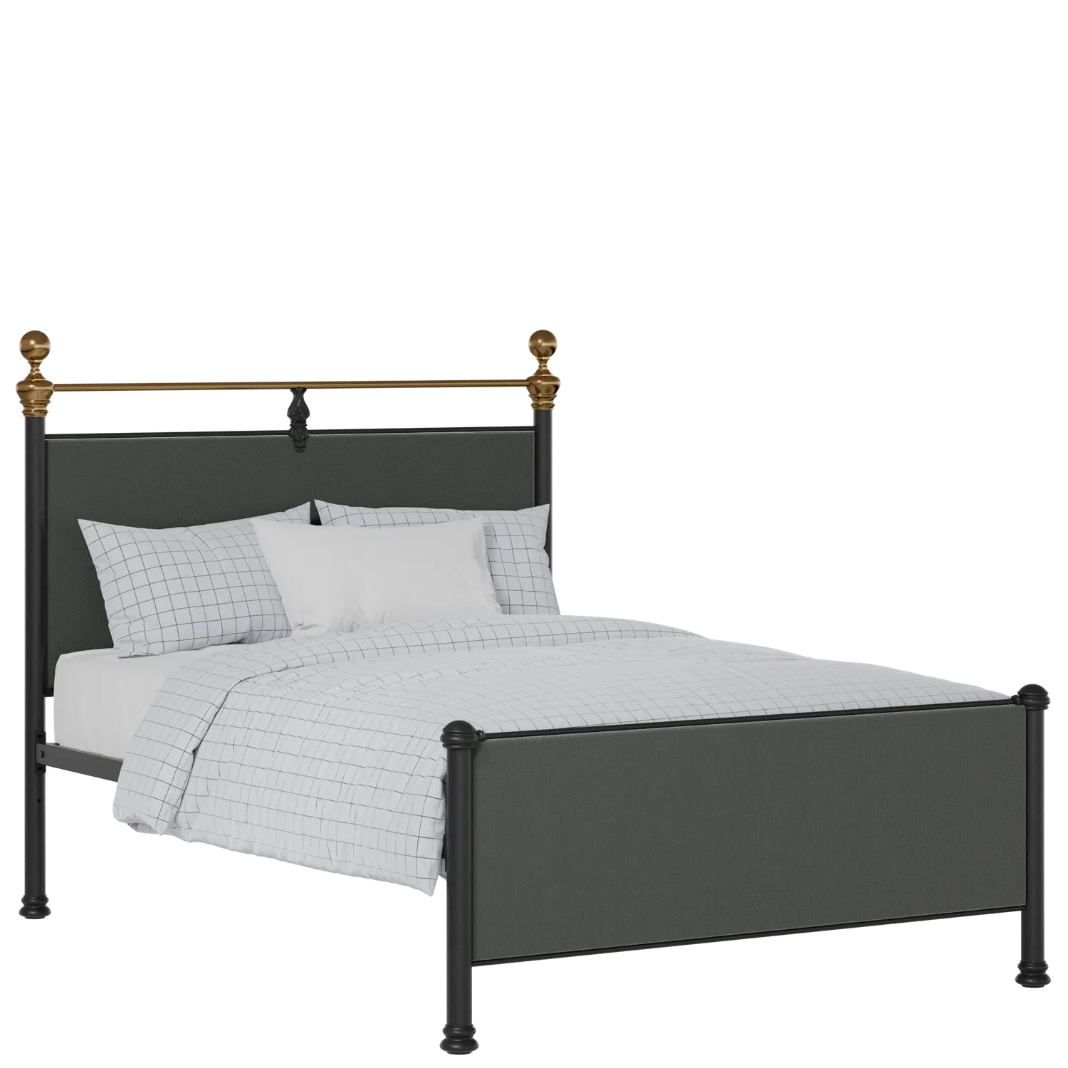 Bastille iron/metal upholstered bed in black with iron fabric