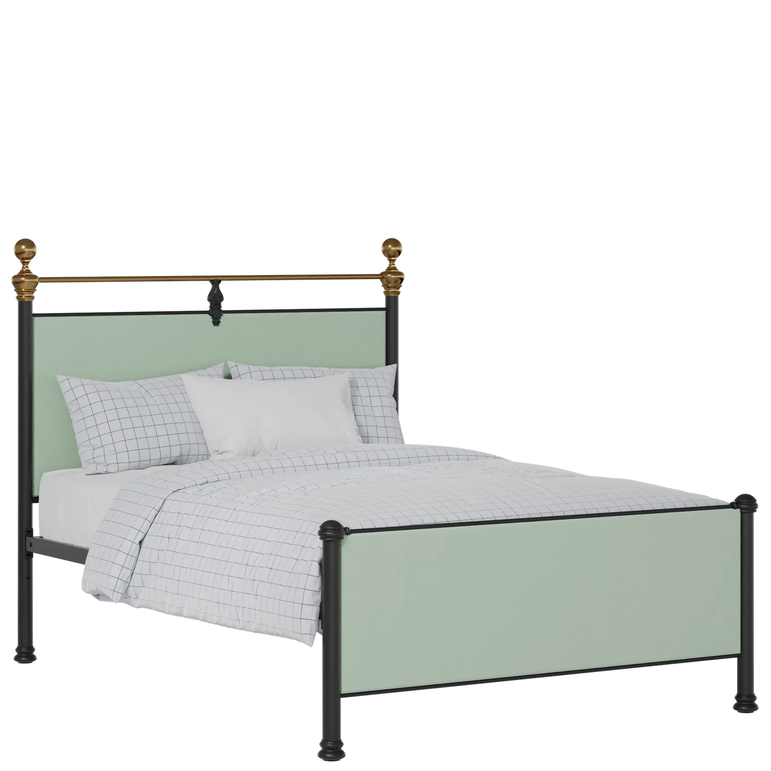 Bastille iron/metal upholstered bed in black with mineral fabric