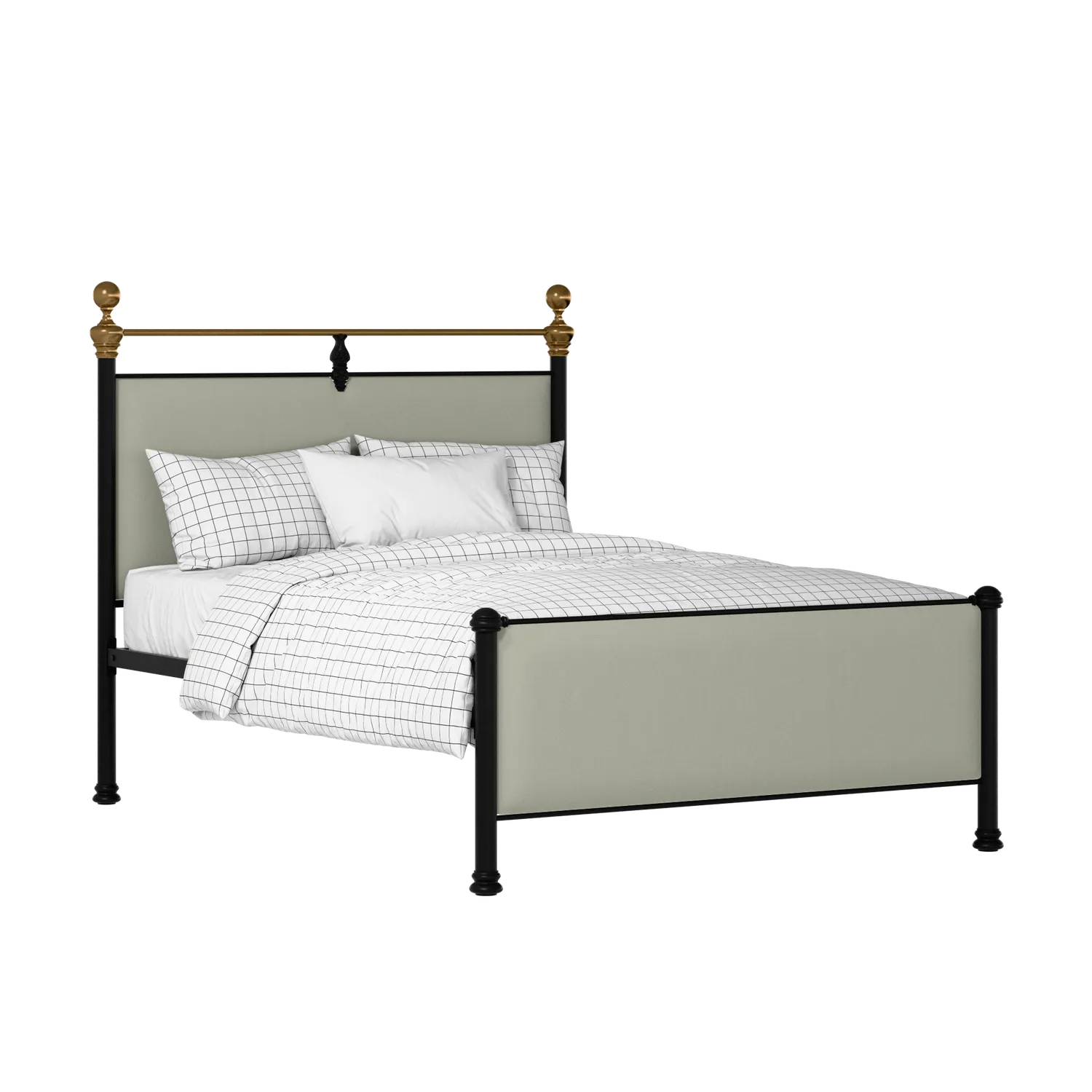 Bastille iron/metal upholstered bed in black with mineral fabric