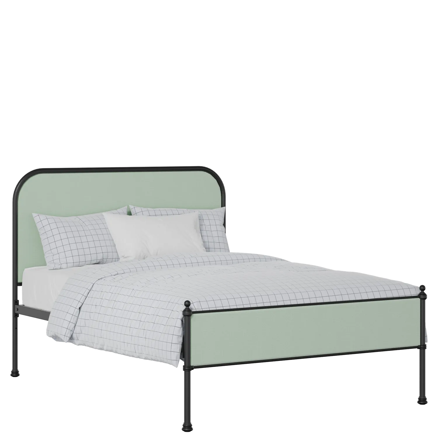 Bray Slim iron/metal upholstered bed in black with mineral fabric
