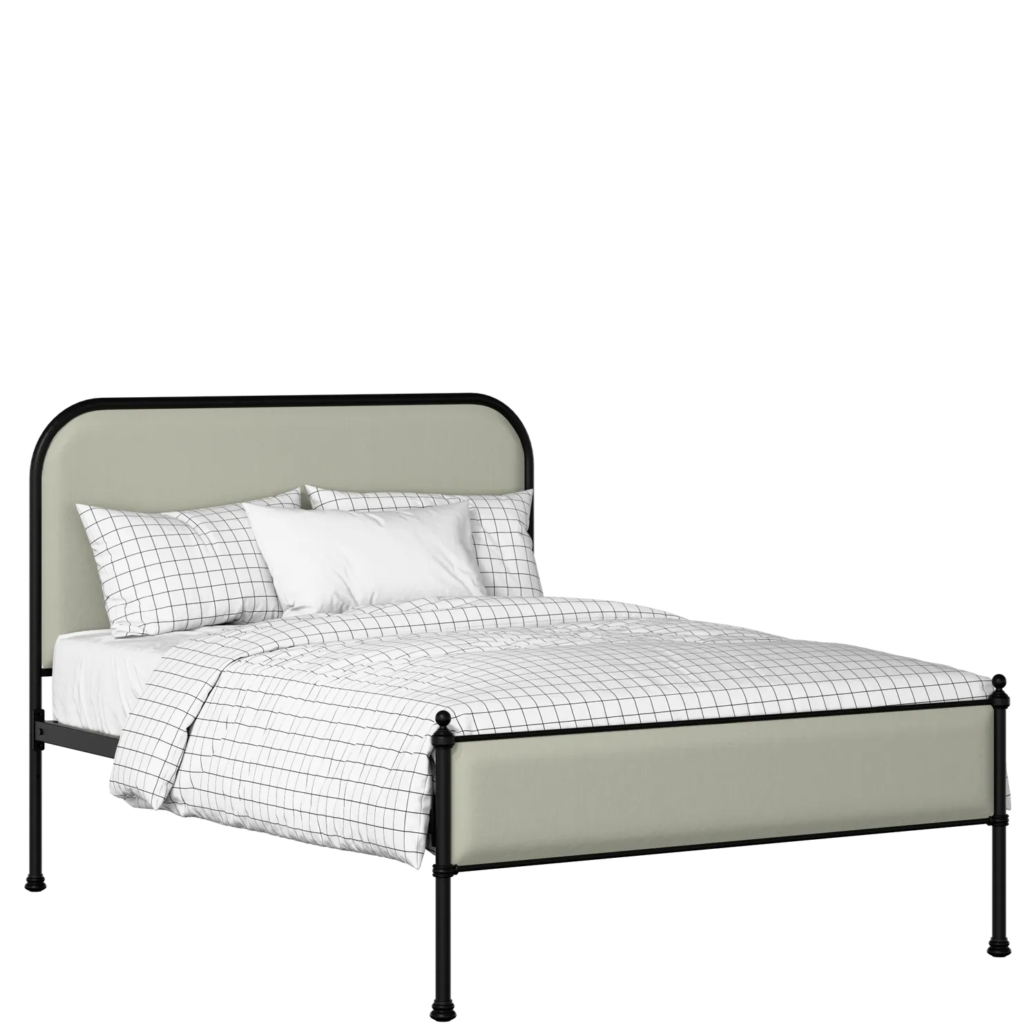 Bray Slim iron/metal upholstered bed in black with mineral fabric