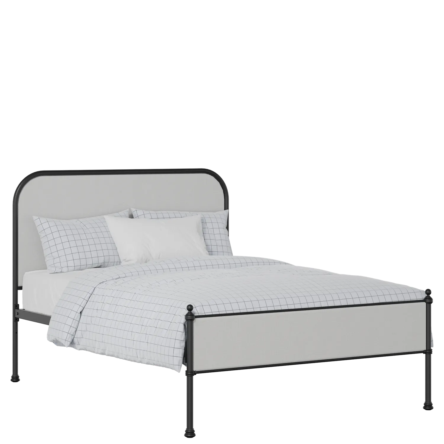 Bray Slim iron/metal upholstered bed in black with silver fabric
