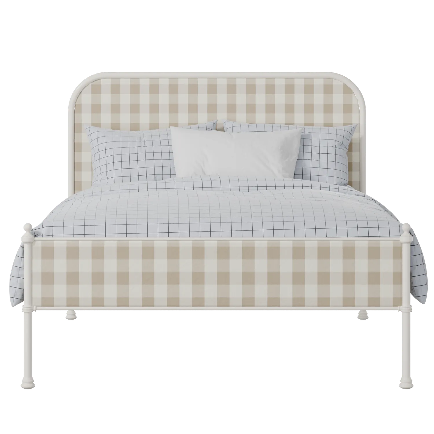 Bray Slim iron/metal upholstered bed in ivory with grey fabric