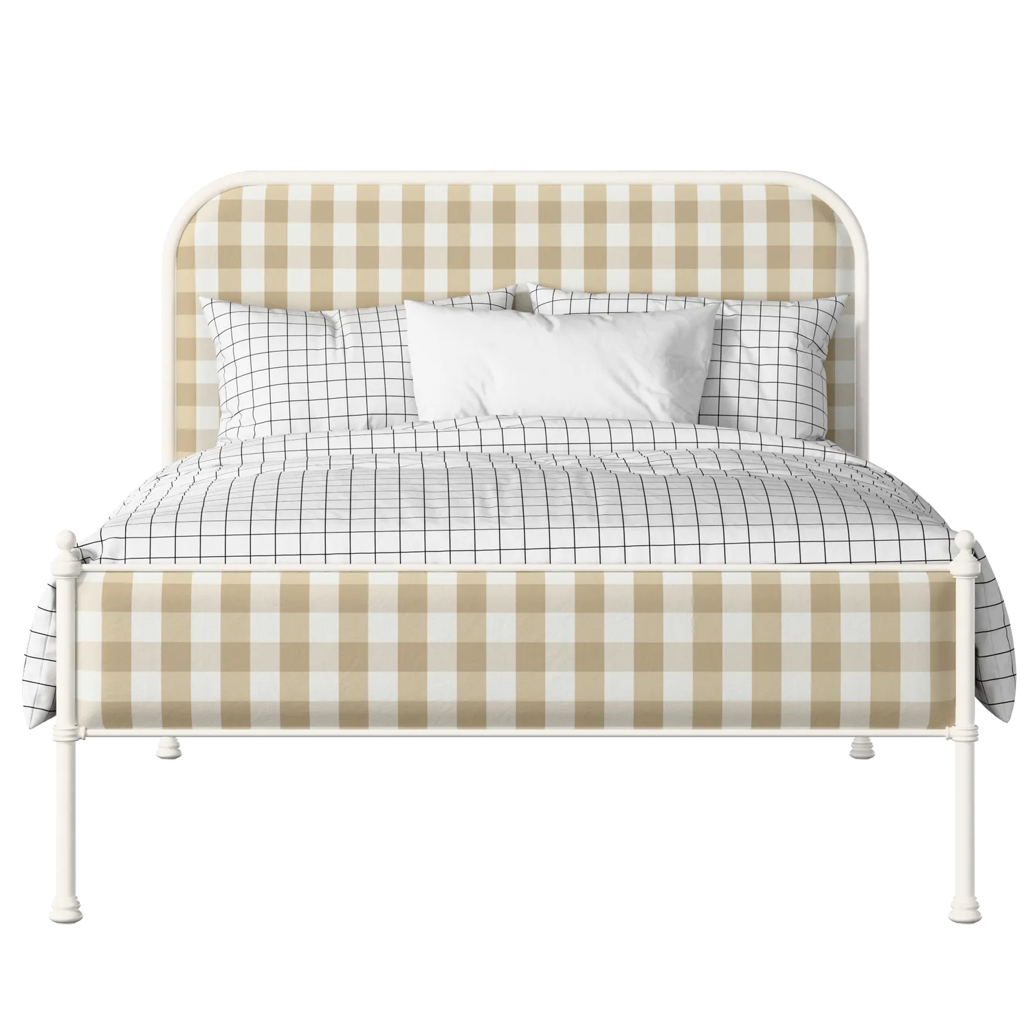 Bray Slim iron/metal upholstered bed in ivory with grey fabric