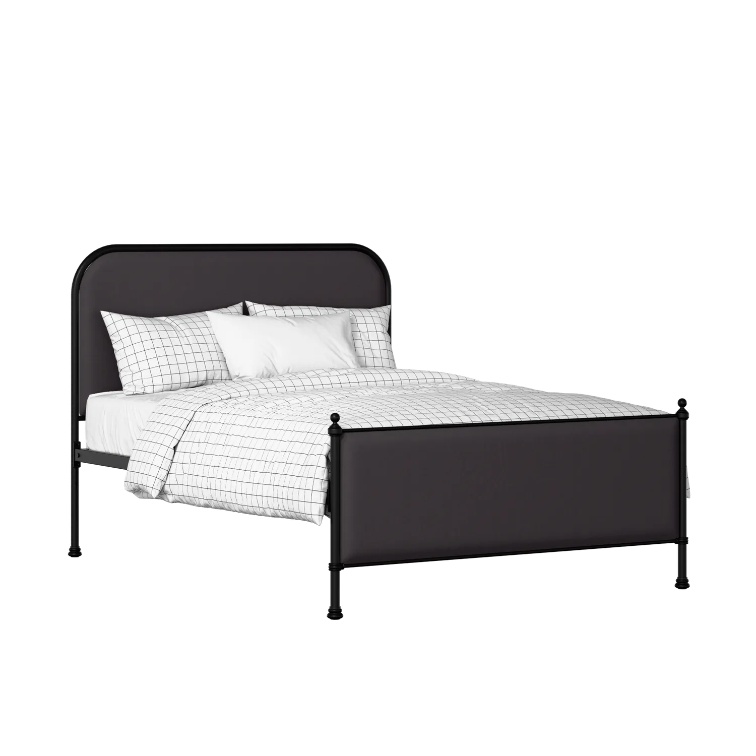 Bray iron/metal upholstered bed in black with iron fabric