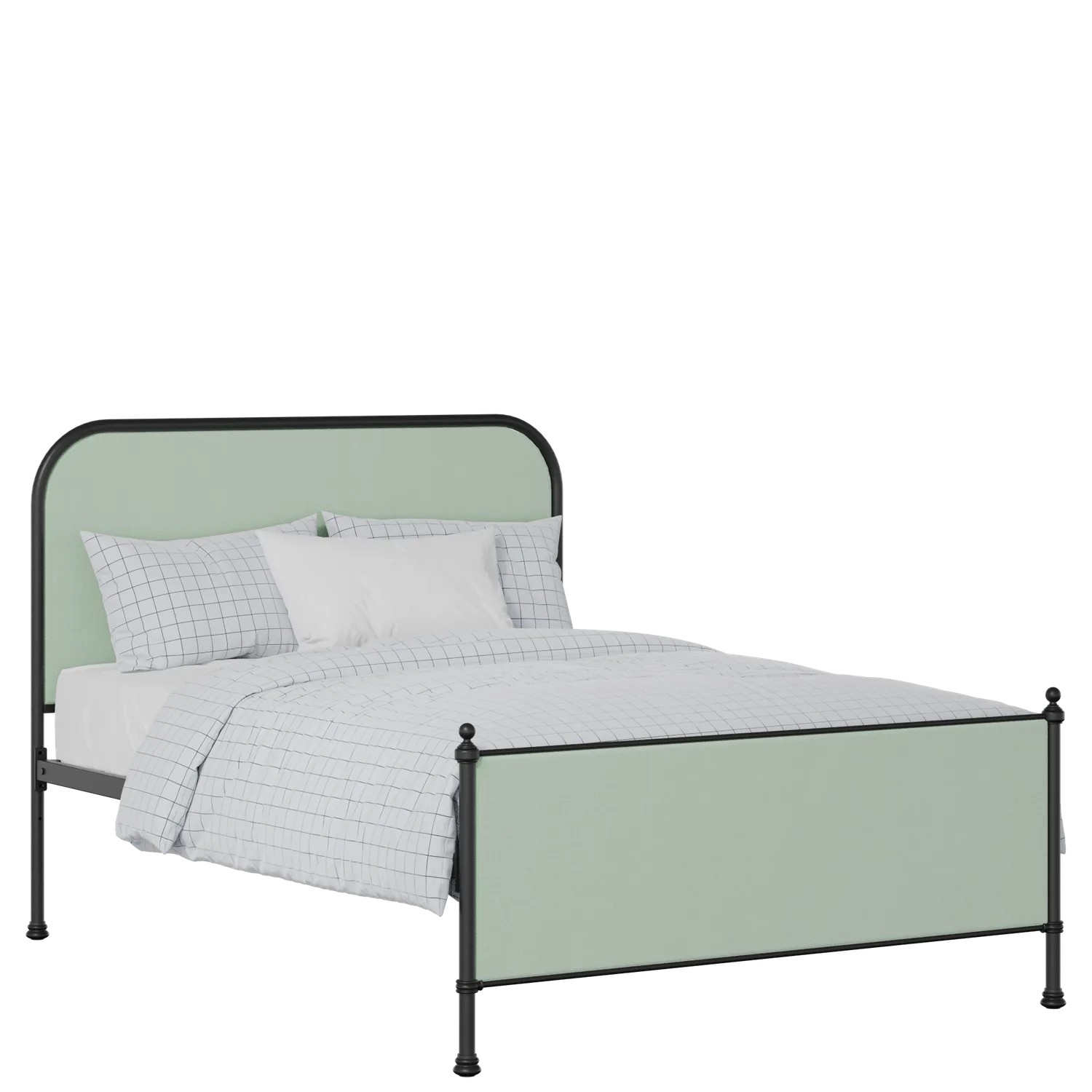 Bray iron/metal upholstered bed in black with mineral fabric