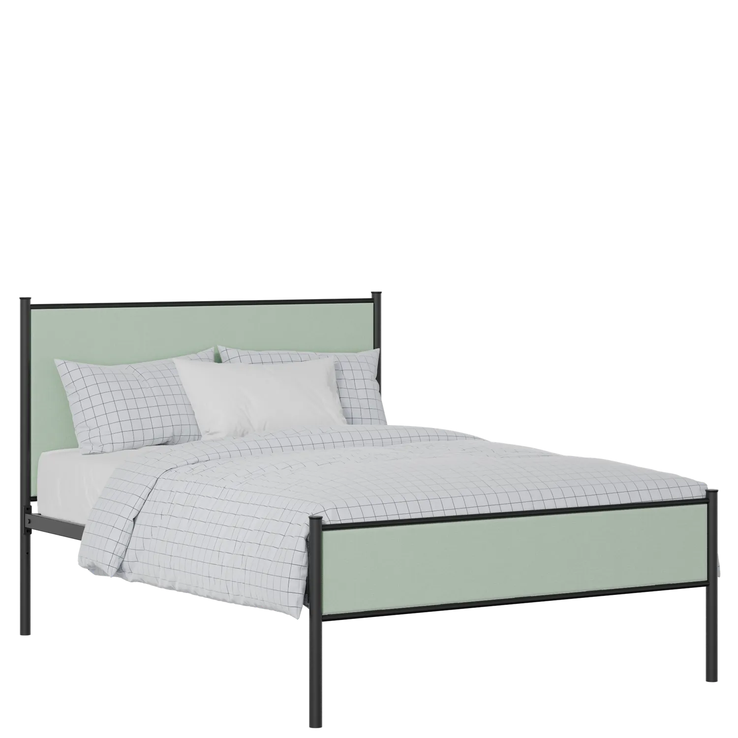 Brest Slim iron/metal upholstered bed in black with mineral fabric