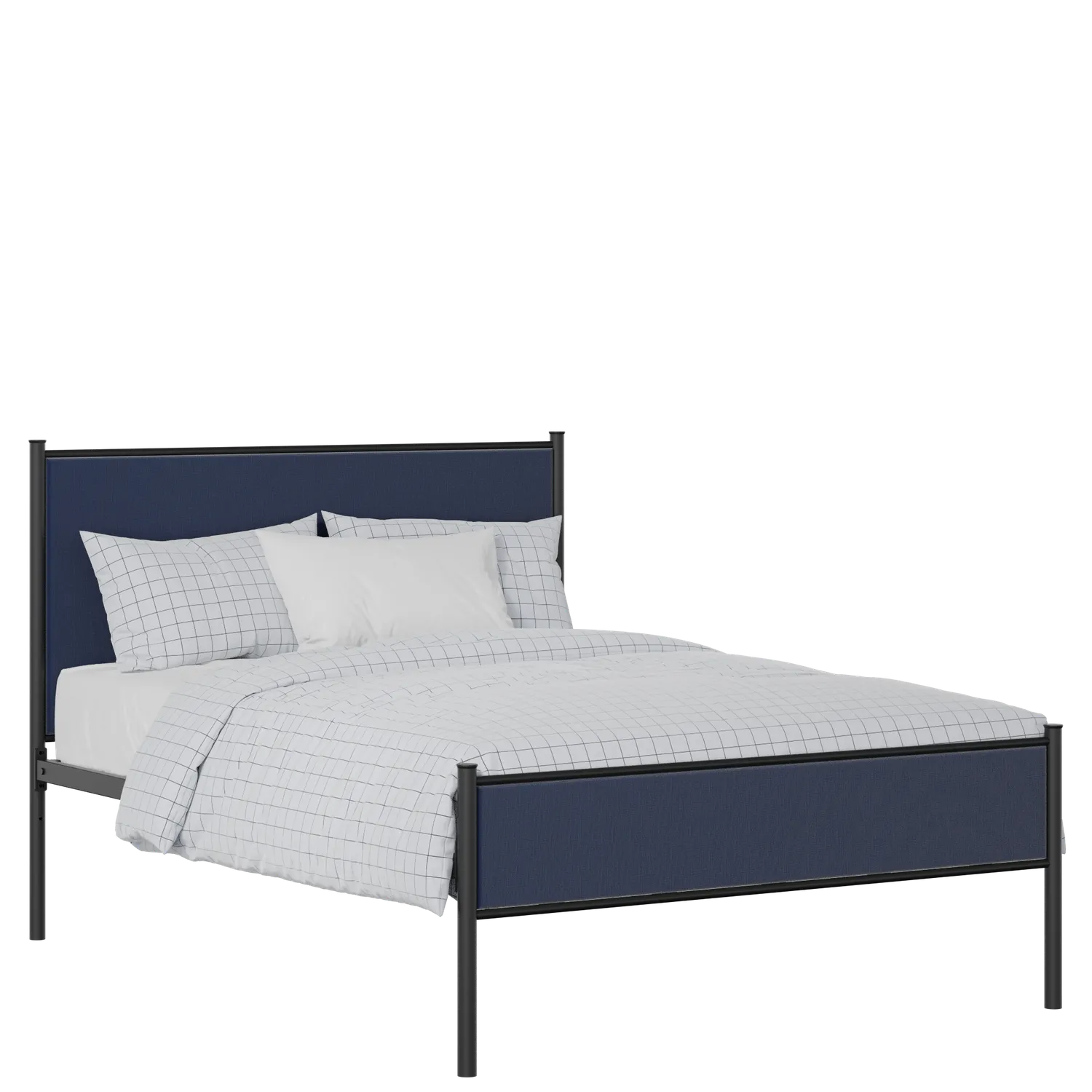 Brest Slim iron/metal upholstered bed in black with blue fabric
