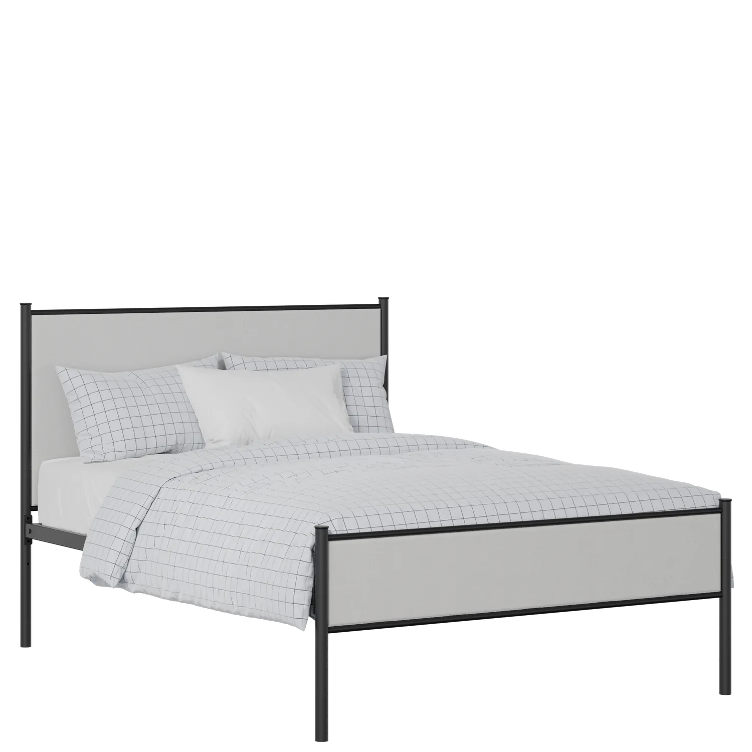 Brest Slim iron/metal upholstered bed in black with silver fabric