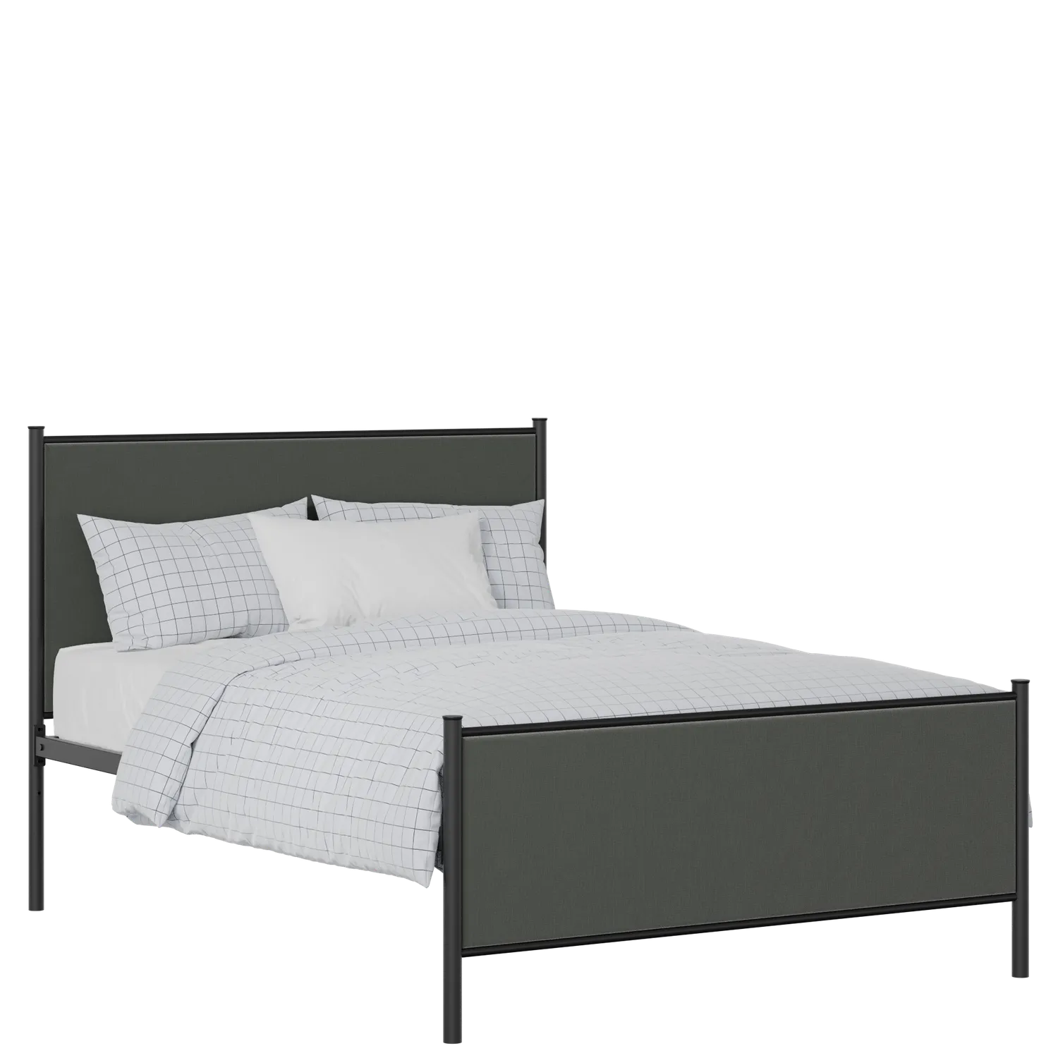 Brest iron/metal upholstered bed in black with iron fabric
