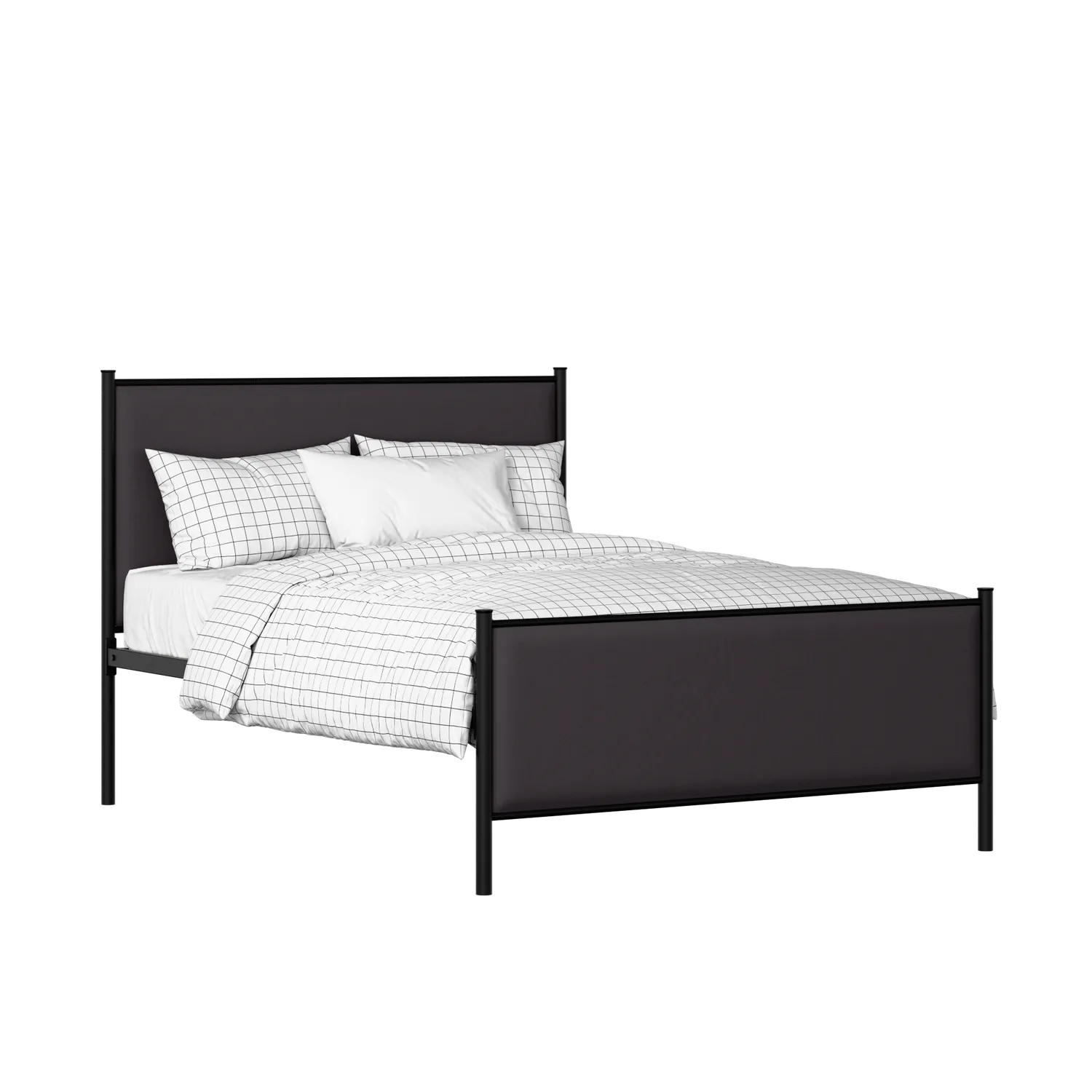 Brest iron/metal upholstered bed in black with iron fabric