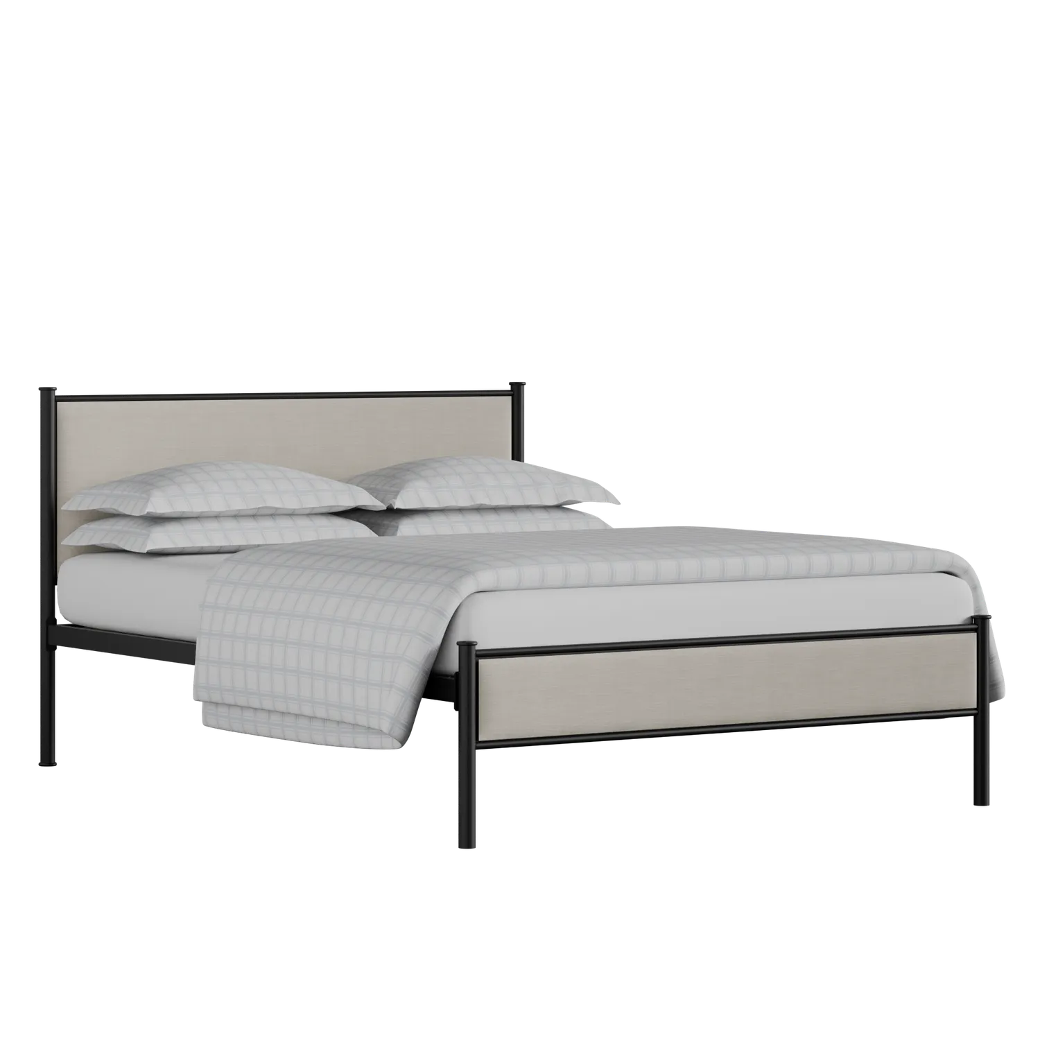 Brest iron/metal upholstered bed in black with mist fabric