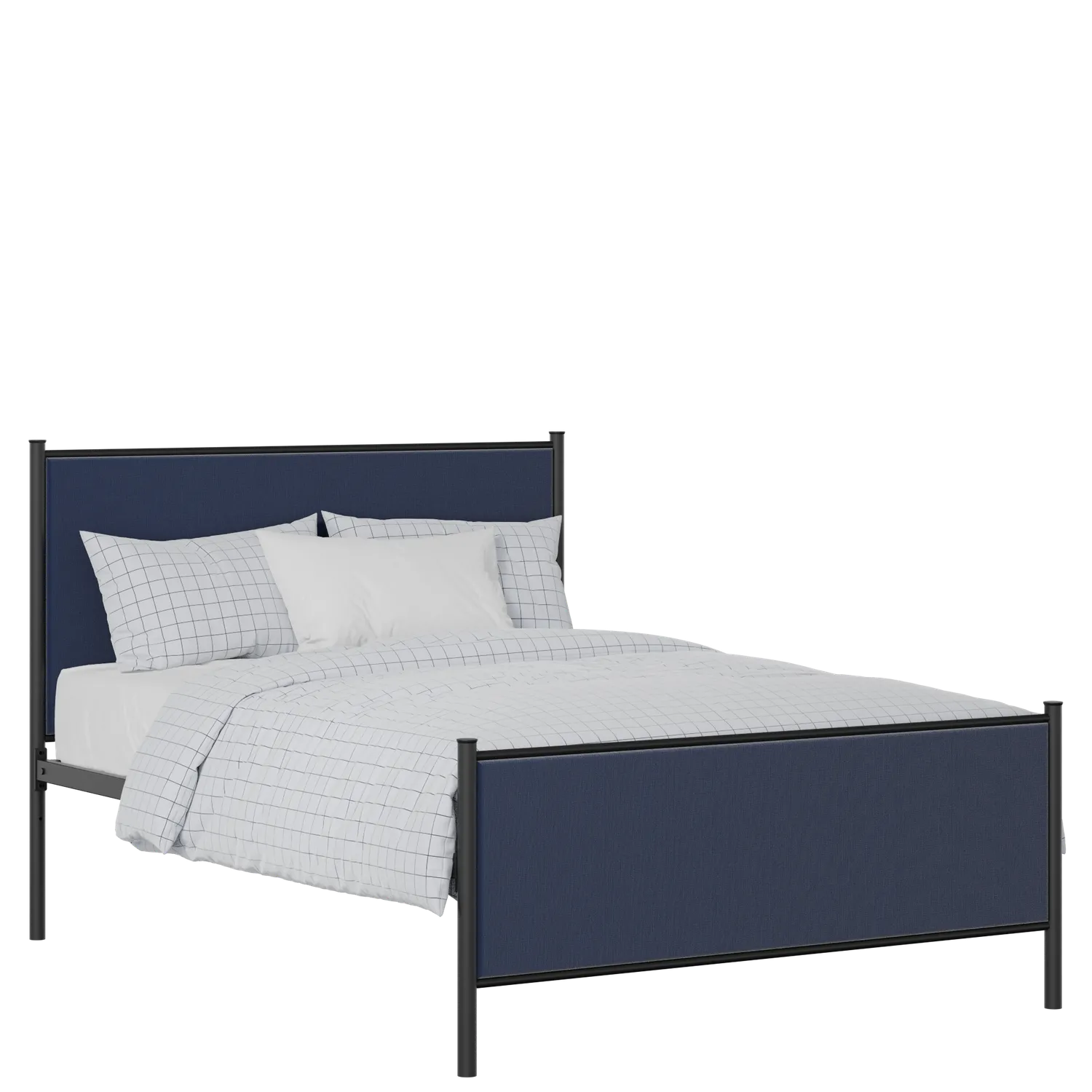 Brest cama de metal en negro con tela azul