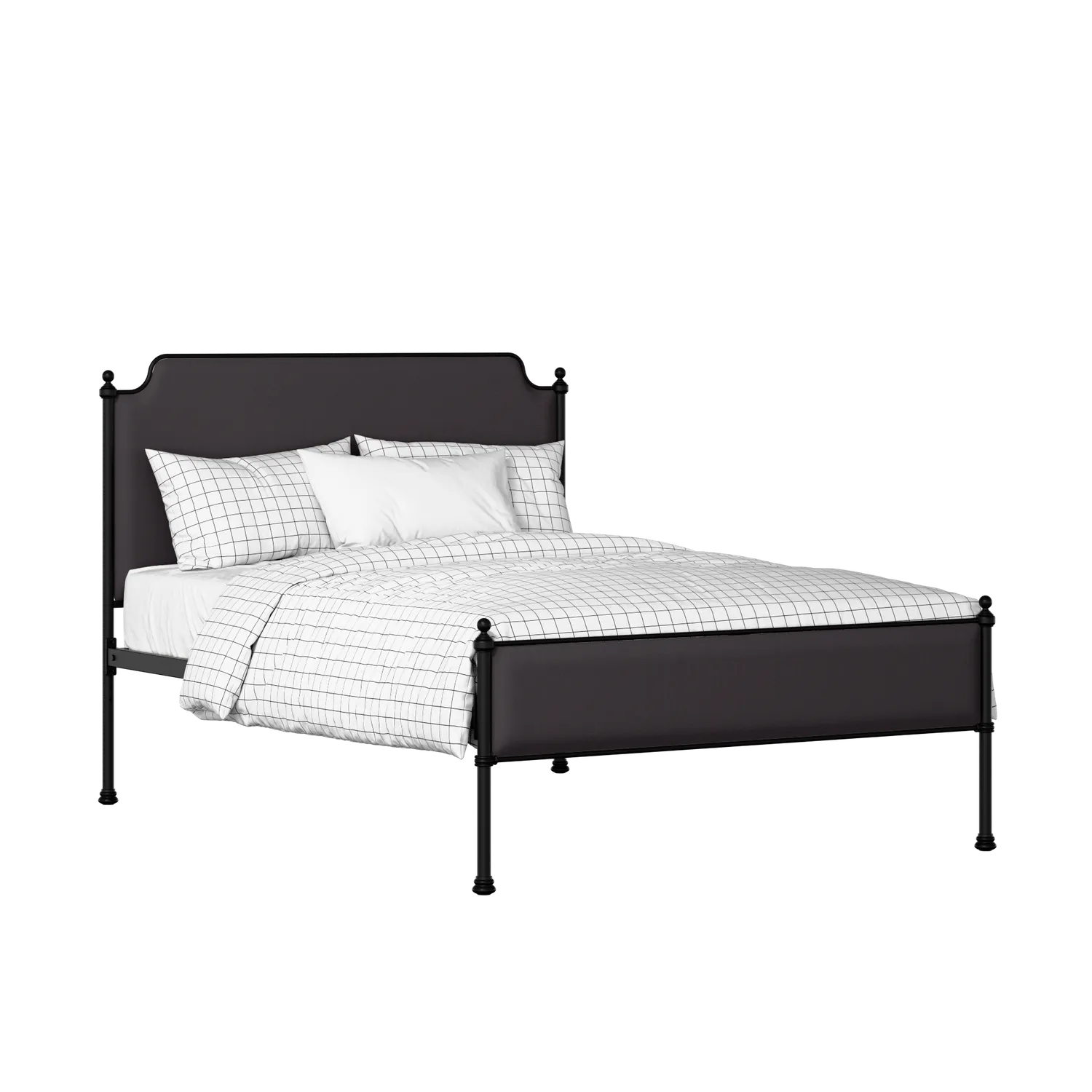 Miranda Slim iron/metal upholstered bed in black with iron fabric