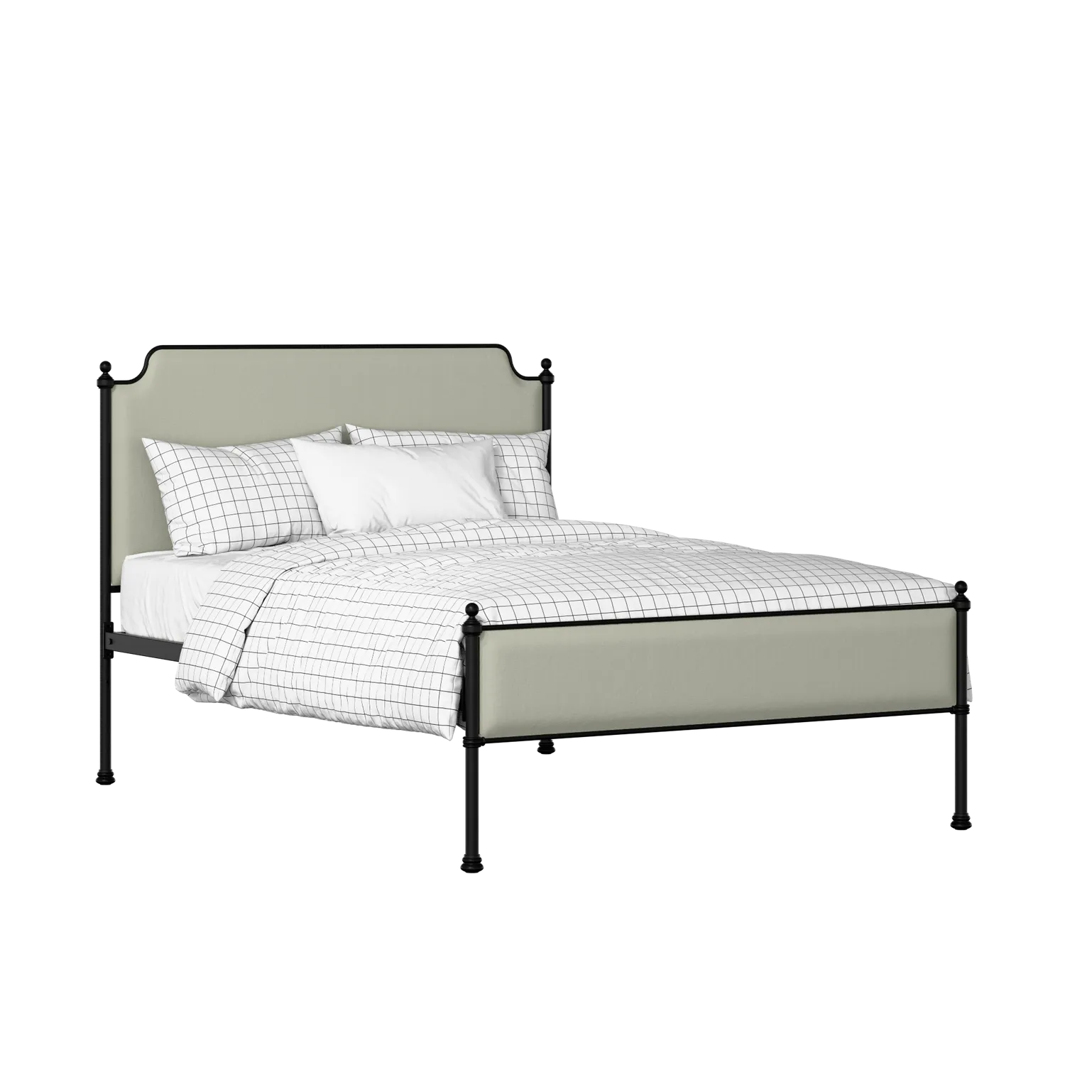 Miranda Slim iron/metal upholstered bed in black with mineral fabric