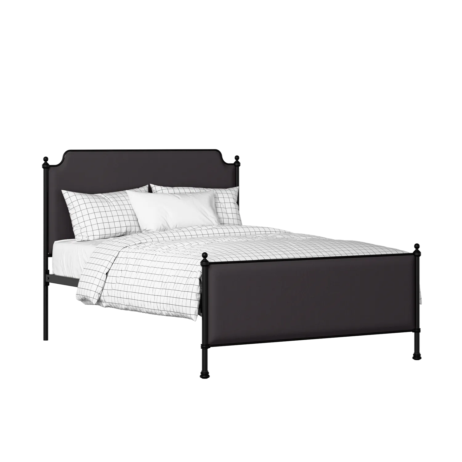 Miranda iron/metal upholstered bed in black with iron fabric