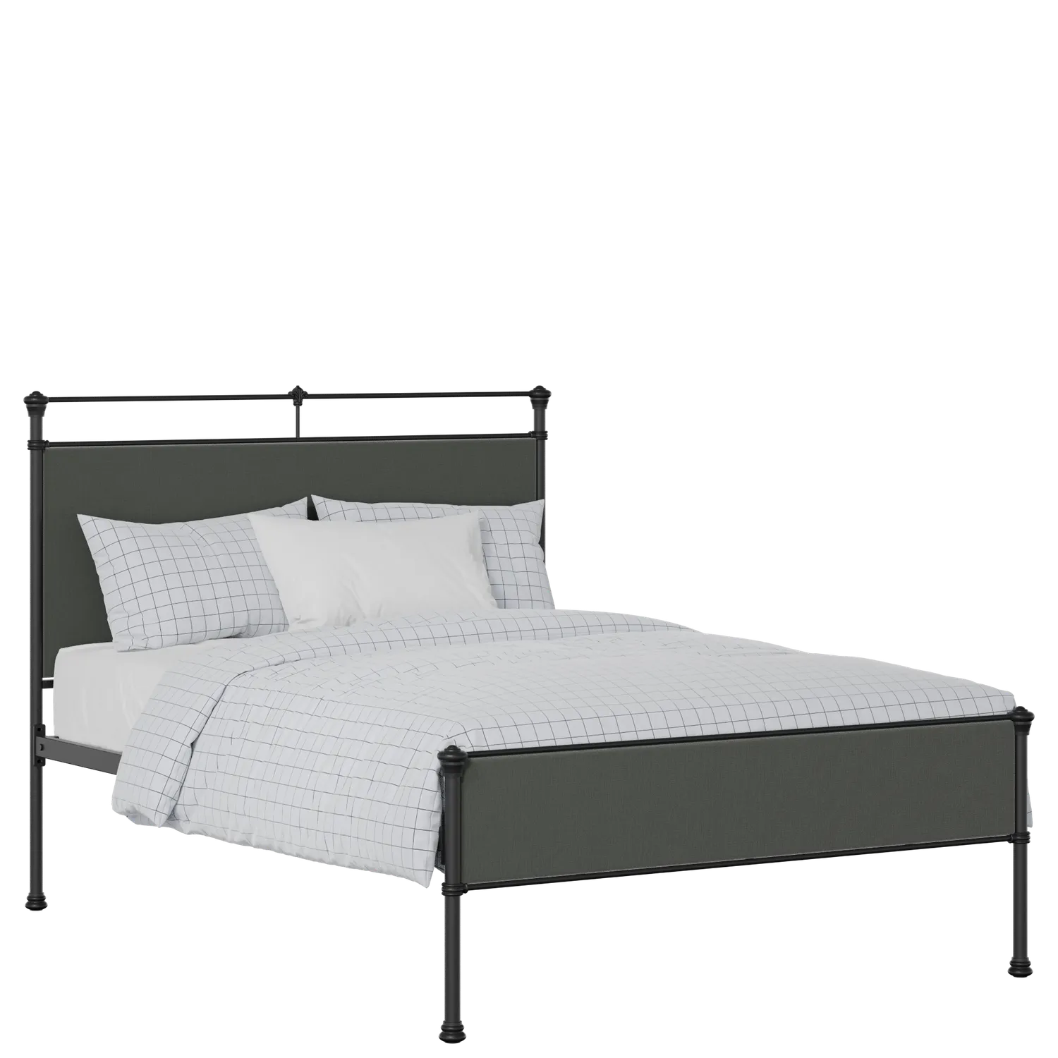 Nancy Slim iron/metal upholstered bed in black with iron fabric