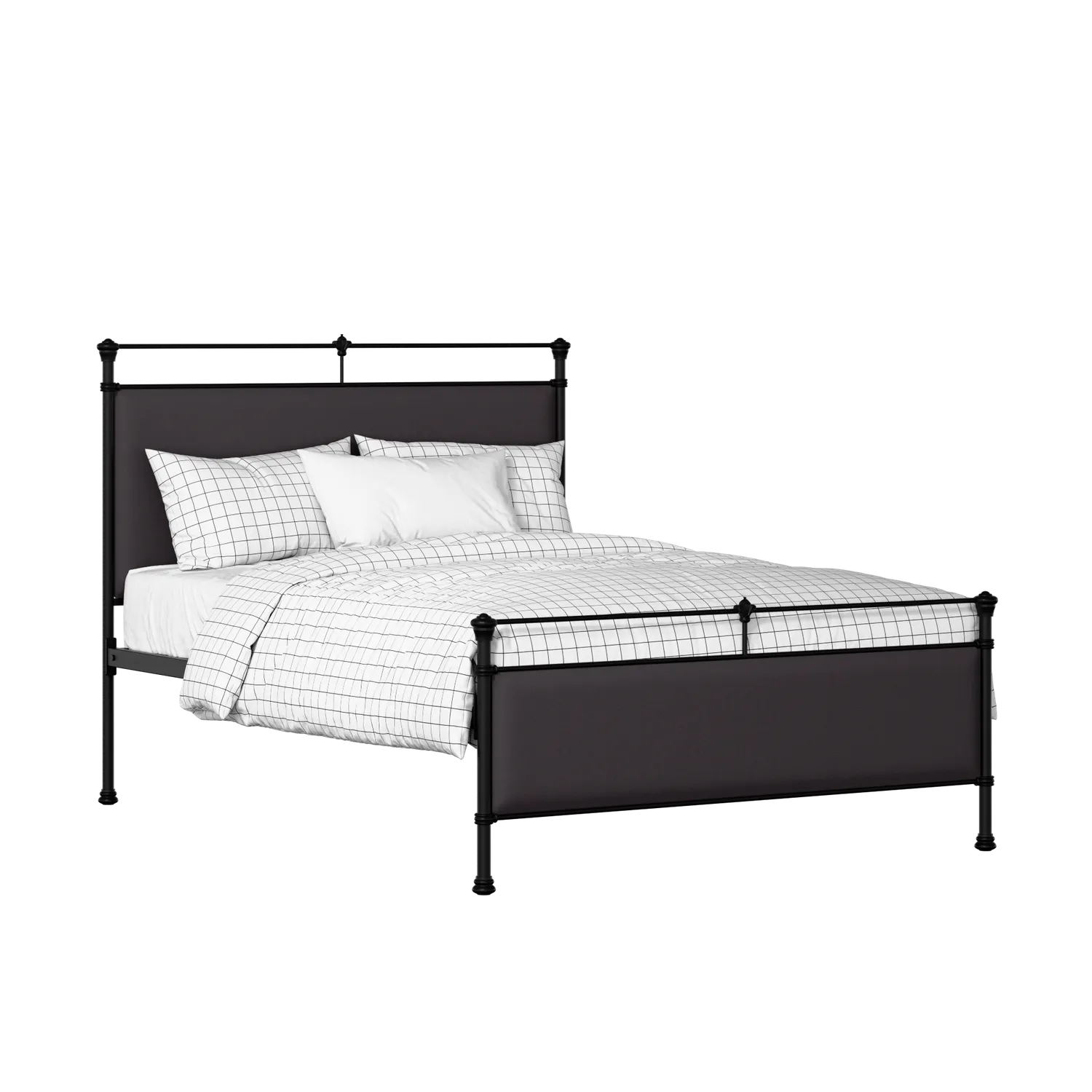 Nancy iron/metal upholstered bed in black with iron fabric