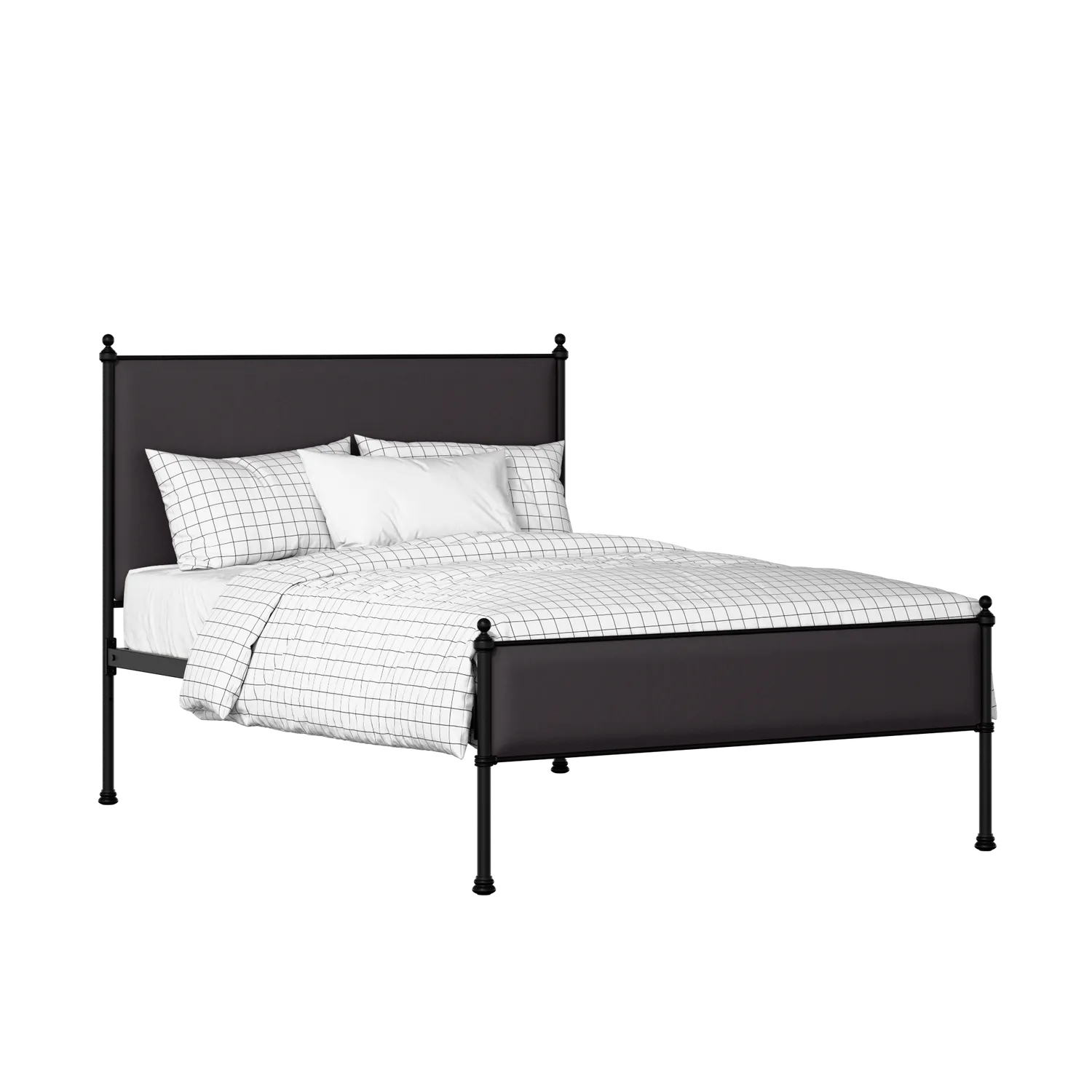 Neville Slim iron/metal upholstered bed in black with iron fabric