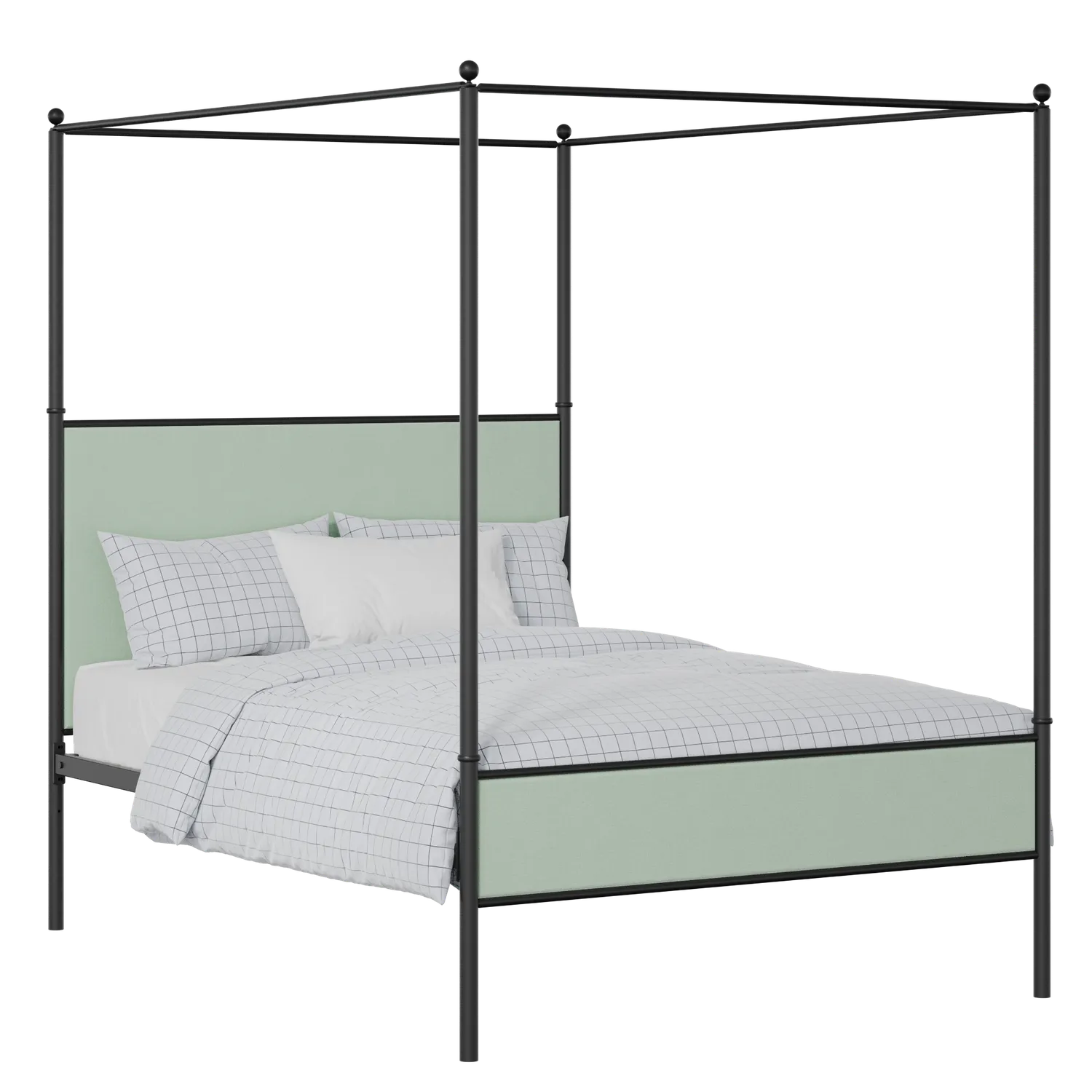 Reims Slim iron/metal upholstered bed in black with mineral fabric