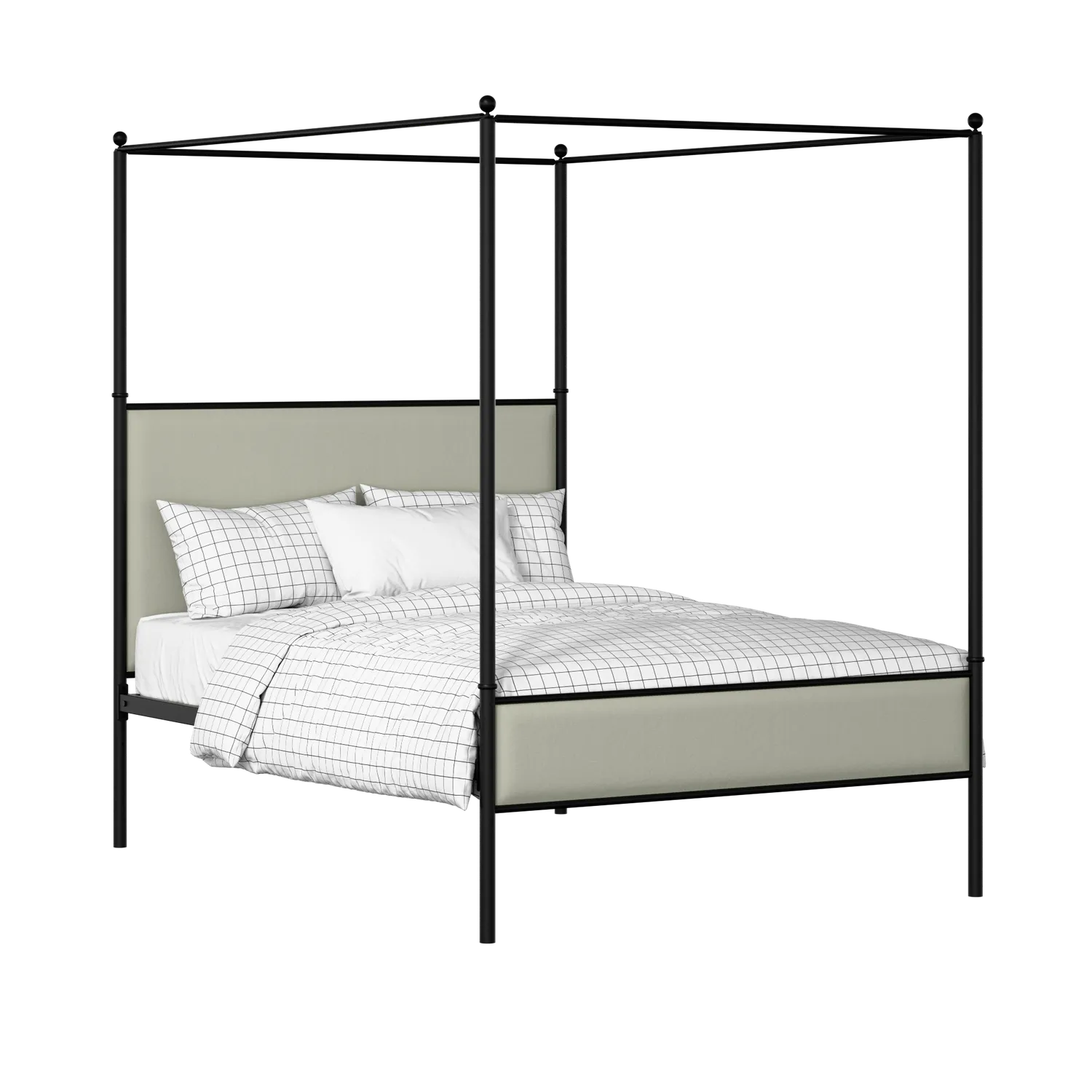 Reims Slim iron/metal upholstered bed in black with mineral fabric