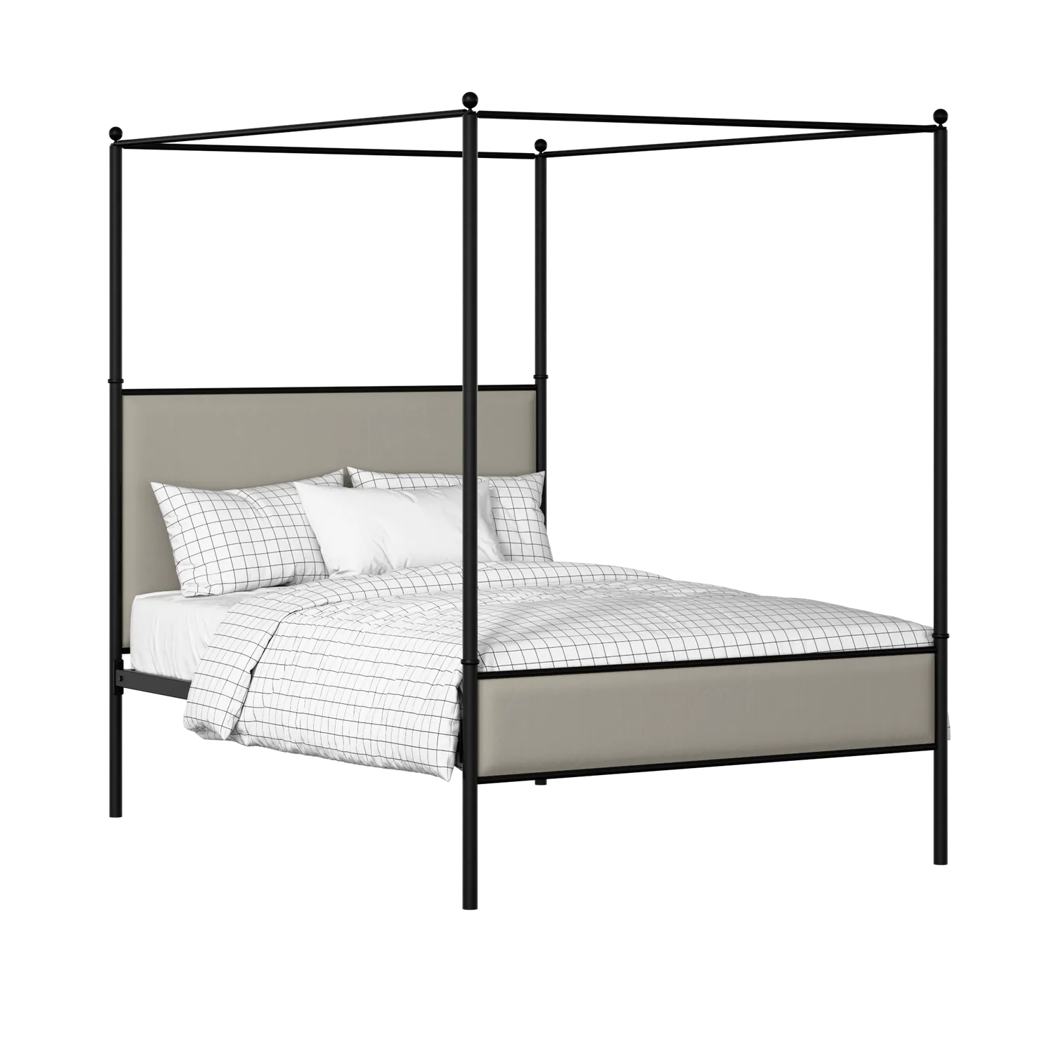 Reims Slim iron/metal upholstered bed in black with silver fabric