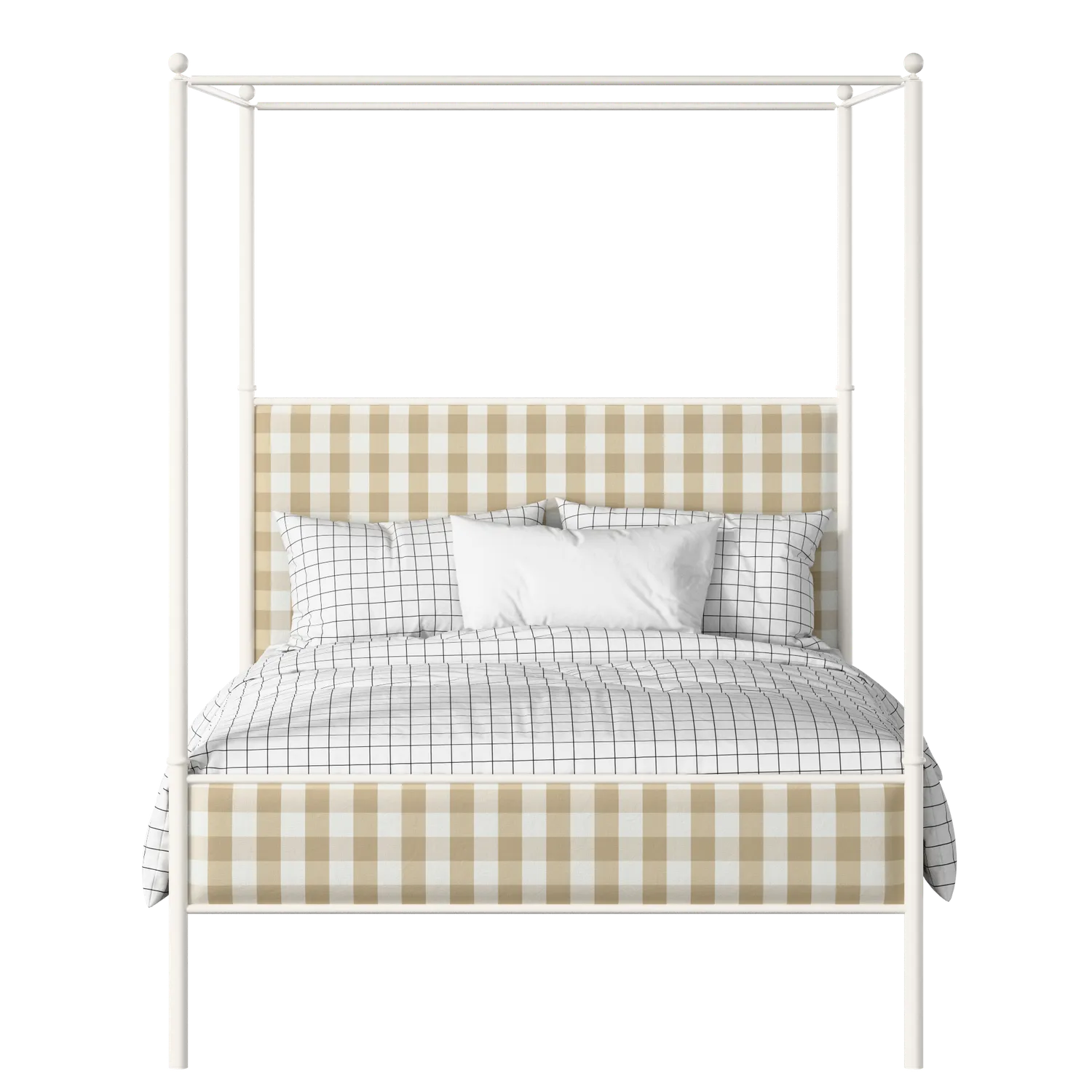 Reims Slim iron/metal upholstered bed in ivory with grey fabric